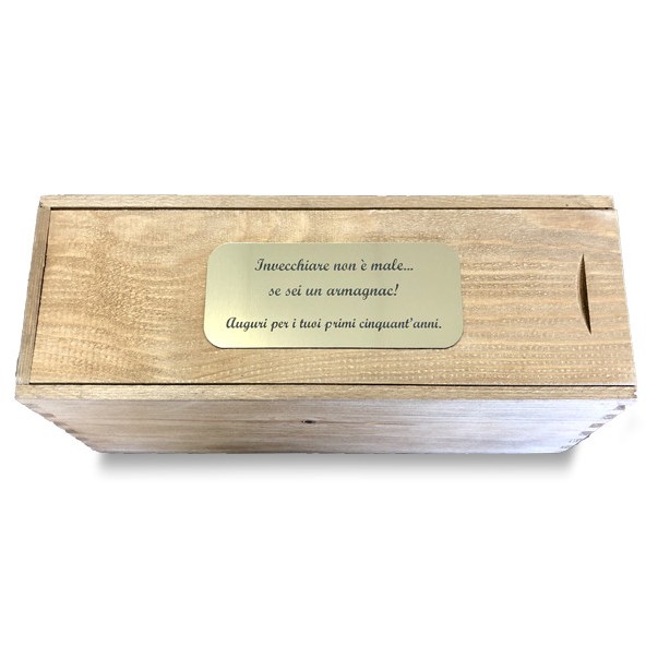 Custom Engraved Wood Wine Box with Metal Foil - Single Bottle